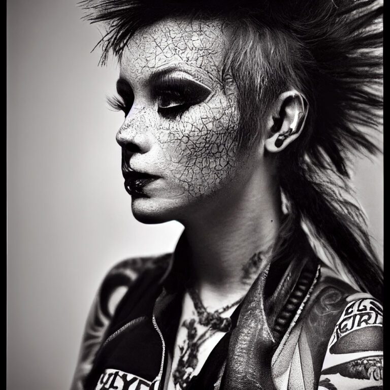 punk rock gift ideas - black and white image of a punk rocker by Brandy Gale Studio