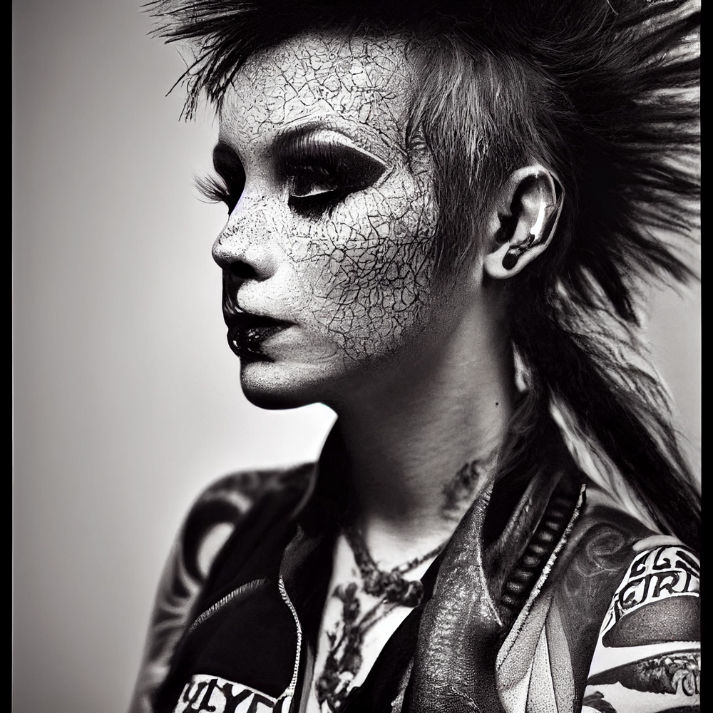 punk rock gift ideas - black and white image of a punk rocker by Brandy Gale Studio