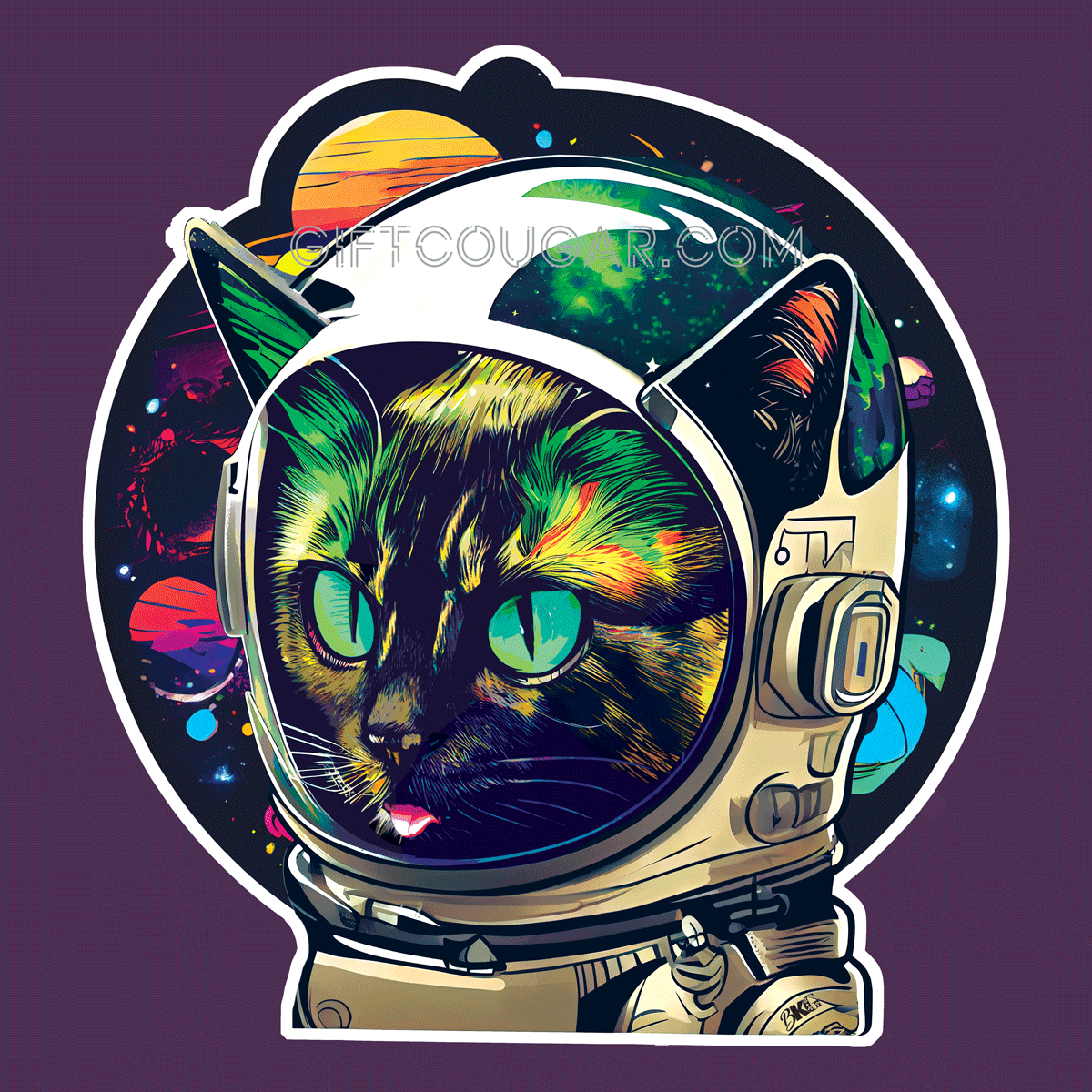 brandygalestudio design of a tortie space cat